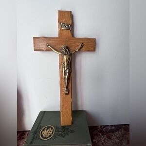 Crucifix Wall Cross, Handmade Catholic Wooden Cross with Jesus Christ for Wall